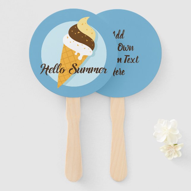 Abanico texto personalizado Ice Cream Hello conjunto de fa (Anverso y reverso)