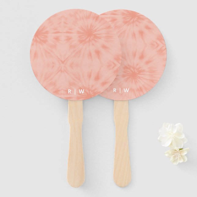 Abanico Tie Dye | Pastel moderno rosa coral (Anverso y reverso)