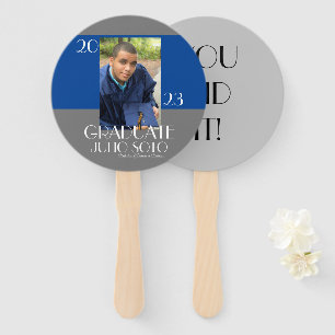 Abanico Tipografía moderna de graduación 2023 Foto azul