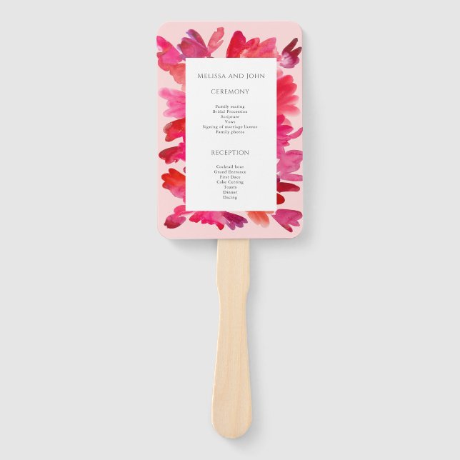 Abanico Todas las acuarelas de amor Rojo rosa (Anverso)