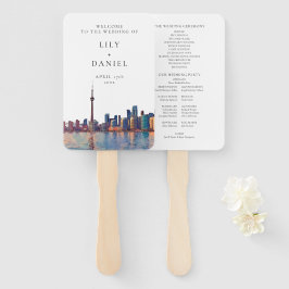 Abanico Toronto Skyline Watercolor Wedding Program