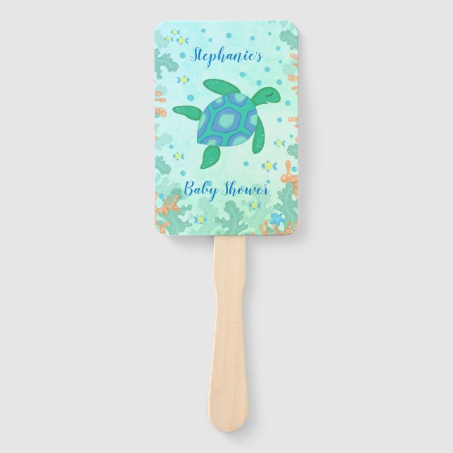 Abanico Tortuga bajo el mar Baby Shower (Anverso)