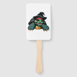 Abanico Tortuga con sombrero de bruja Halloween divertido 