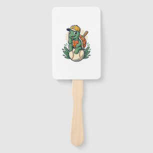 Abanico Tortuga de béisbol grabado vintage diseño gráfico_