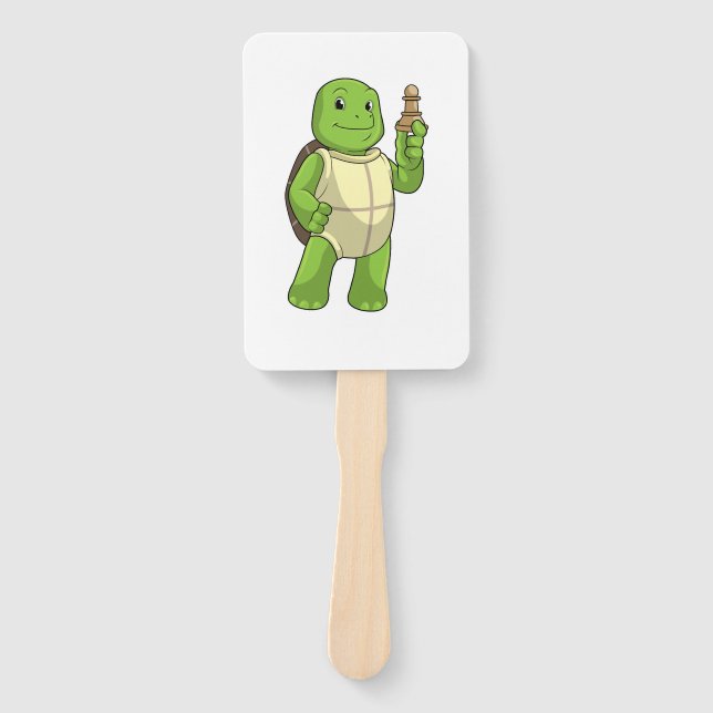 Abanico Tortuga en ajedrez con pieza de ajedrez peón (Anverso)
