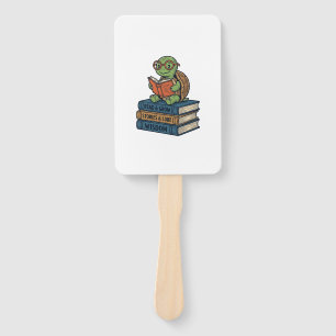 Abanico Tortuga linda leyendo en libros Vector vintage_1