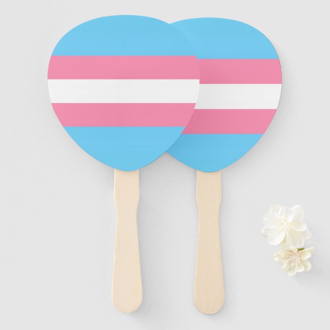 Abanico trans party decor hand fans (Anverso y reverso)