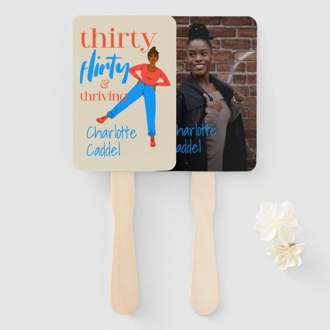 Abanico Treinta Coqueto y Próspero Foto Personalizada (Anverso y reverso)