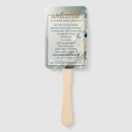 Abanico Tres rosas blancas/guarnición de oro