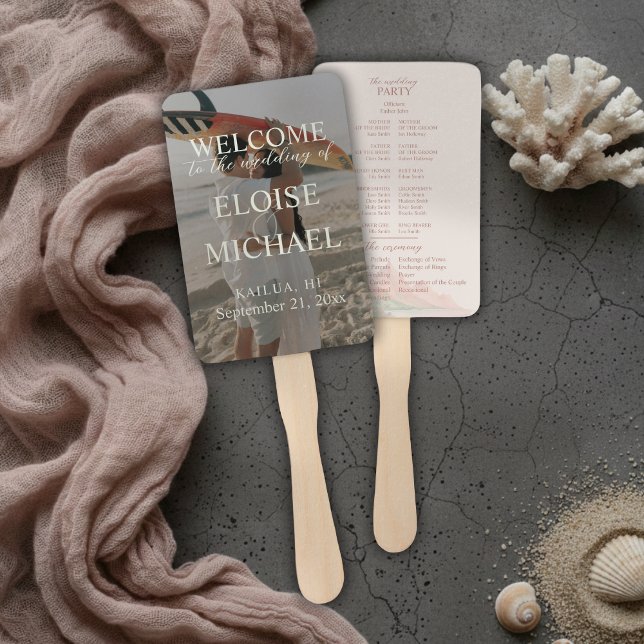 Abanico Tropical Sunset Island Wedding Photo Program Fan (Tropical Sunset Island Wedding Photo Program Fan
)