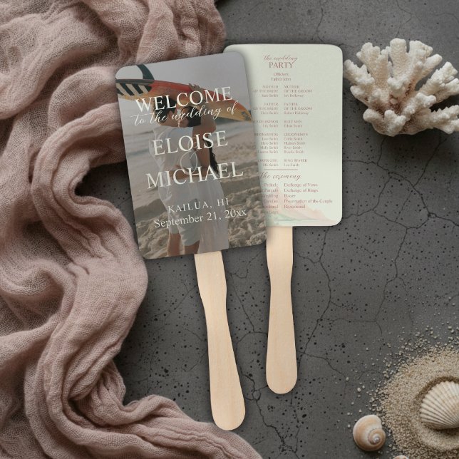 Abanico Tropical Sunset Island Wedding Photo Program Fan (Tropical Sunset Island Wedding Photo Program Fan
)