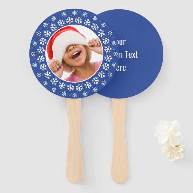 Abanico TU FOTO Y TEXTO Snowflakes Frame set (Anverso y reverso)