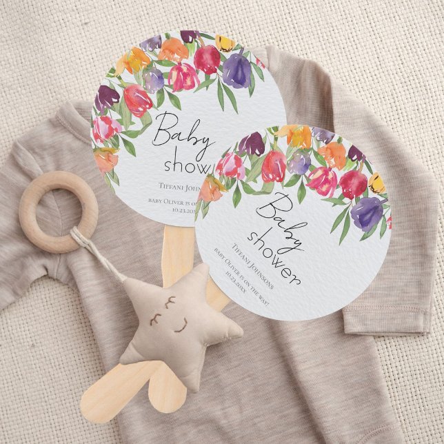Abanico Tulip Delight Vibrant Floral Baby Shower (Subido por el creador)