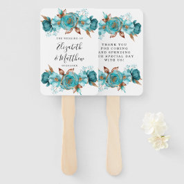 Abanico Turquesa vintage y Boda del Peony de Oro