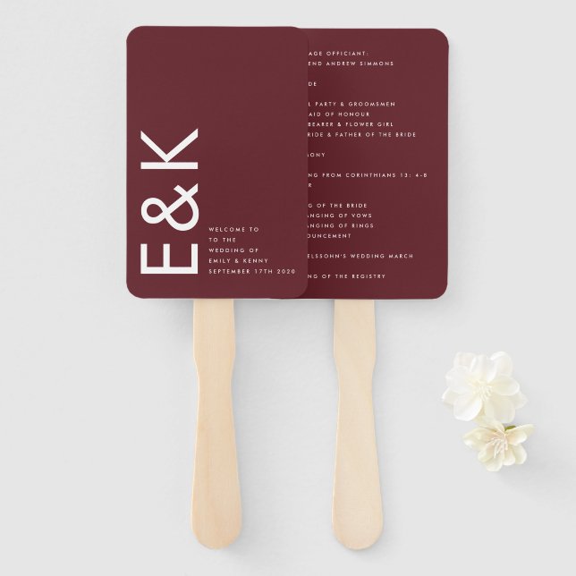 Abanico Ultra moderno negrita Gran Monograma Borgoña Marró (Anverso y reverso)