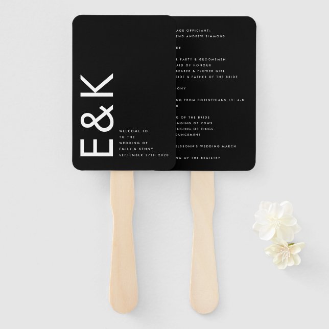 Abanico Ultra moderno negrita Gran Monograma Simple (Anverso y reverso)