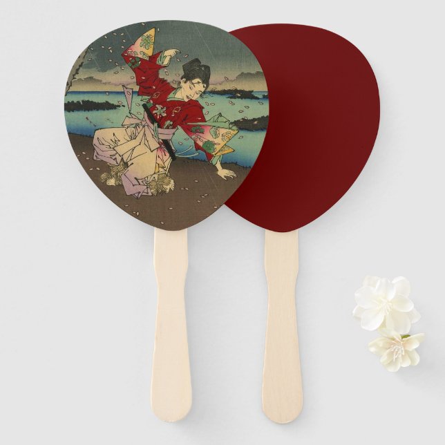 Abanico Umewaka en el río Sumida (Anverso y reverso)