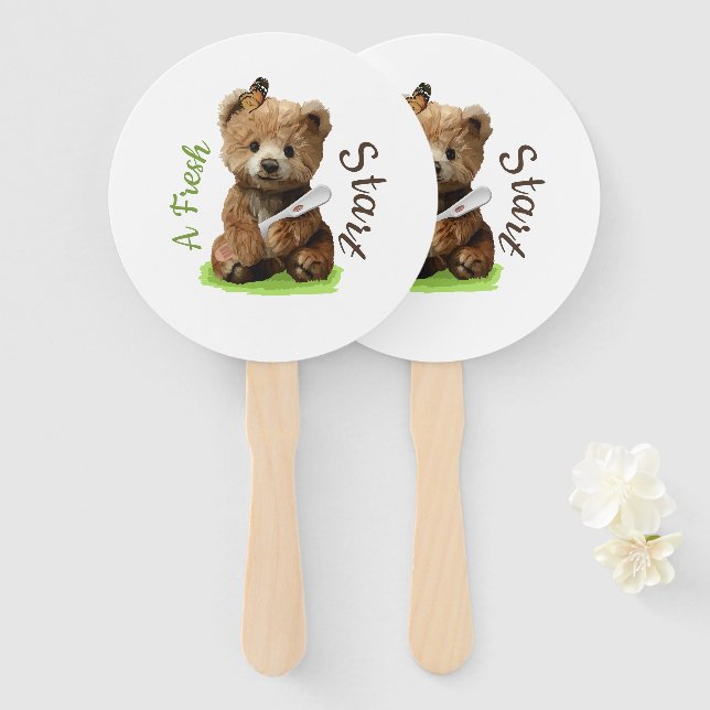 Abanico Un oso de peluche marrón lindo  (Anverso y reverso)