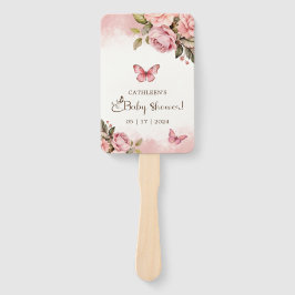 Abanico Un pequeño Baby Shower floral de mariposa