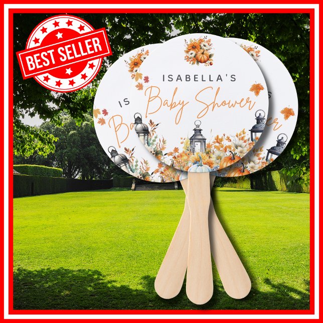 Abanico Un pequeño calabaza cae en el otoño de Baby Shower (A Little Pumpkin is on the Way Fall Autumn Floral Baby Shower Hand Fan )