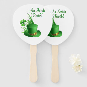 Abanico Un toque irlandés sombrero de duende trébol en hie