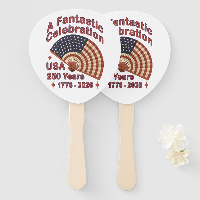 Abanico USA 250 Years Patriotic Fan Design – 1776-2026  (Anverso y reverso)