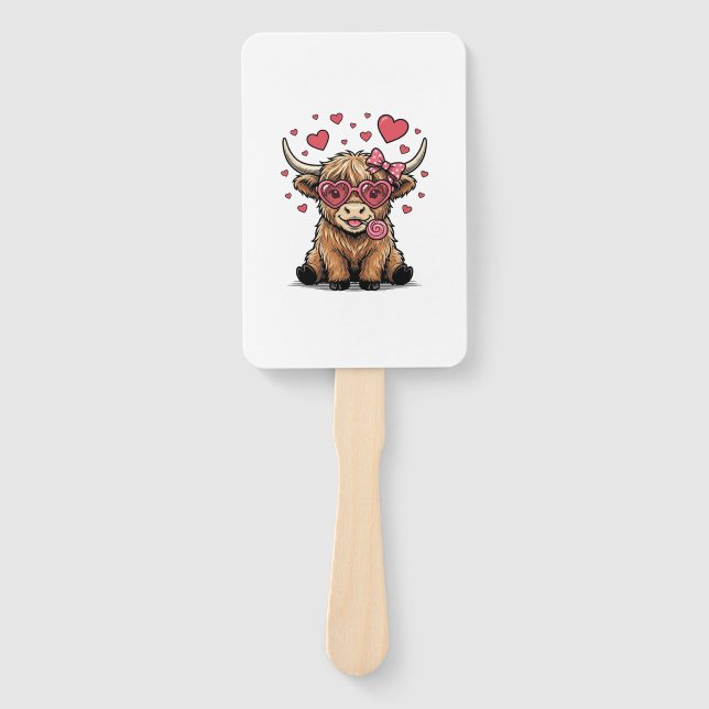 Abanico Vaca de las Tierras Altas Valentín Corazón Gafas V (Anverso)