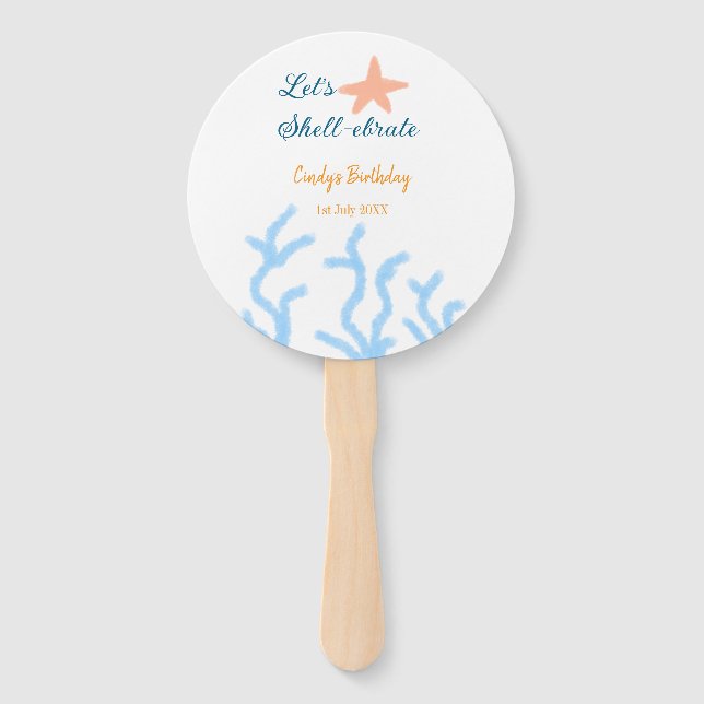 Abanico Vamos a celebrar bajo el mar azul cumpleaños (Anverso)