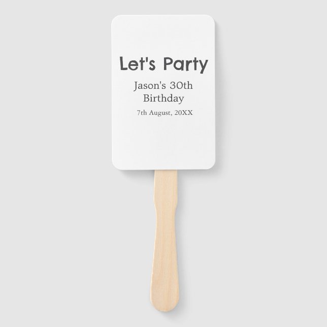 Abanico Vamos fiesta feliz 30 cumpleaños nombre gris simpl (Anverso)