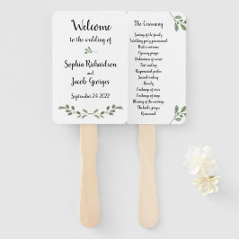 Abanico Vegetación y escritura de acuarela simple | BODA