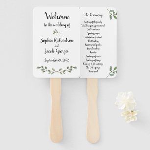 Abanico Vegetación y escritura de acuarela simple   BODA