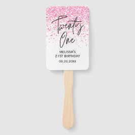 Abanico Veintiún resplandecientes Purpurina rosado calient