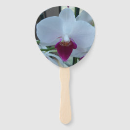 Abanico Ventilador con orquídea blanca y púrpura