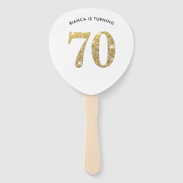 Abanico VENTILADOR DE CUMPLEAÑOS purpurina de moda moderna (Anverso)