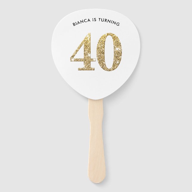 Abanico VENTILADOR DE CUMPLEAÑOS purpurina de moda moderna (Anverso)