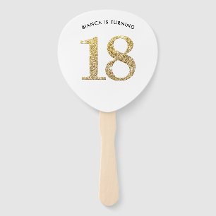 Abanico VENTILADOR DE CUMPLEAÑOS purpurina de moda moderna