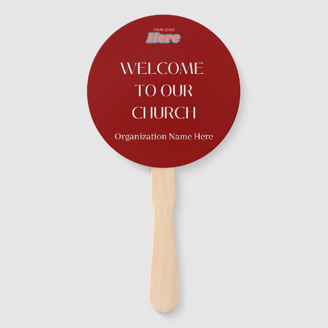 Abanico Ventilador de la mano de bienvenida rojo oscuro (Anverso)