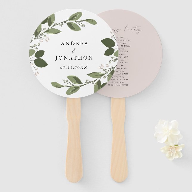 Abanico Ventilador de mano Boda de los blandos (Anverso y reverso)