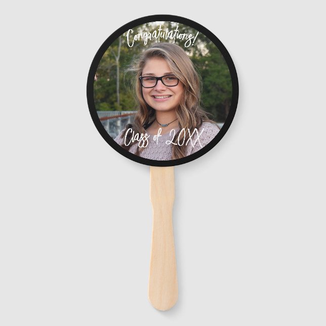 Abanico Ventilador de mano de graduación, graduado de favo (Anverso)