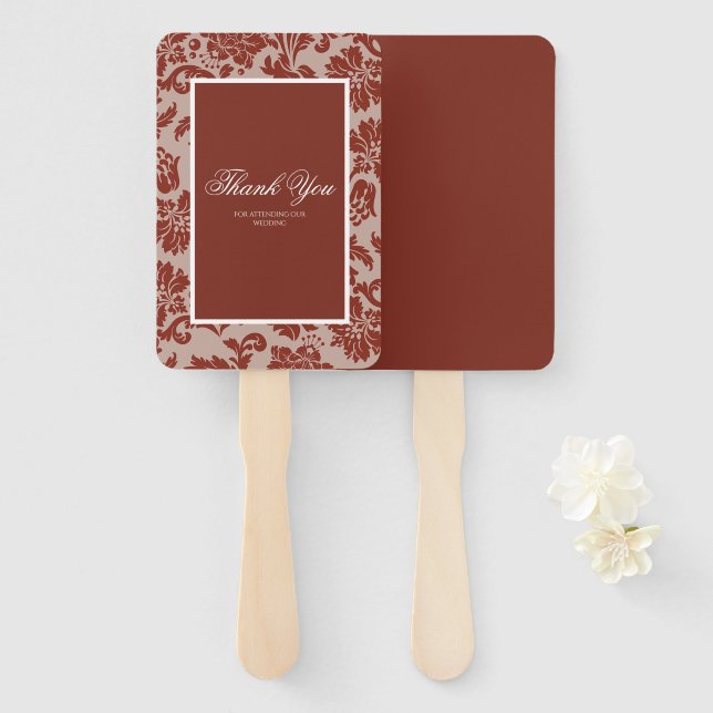 Abanico Ventilador de mano del damasco de óxido de cobre (Anverso y reverso)