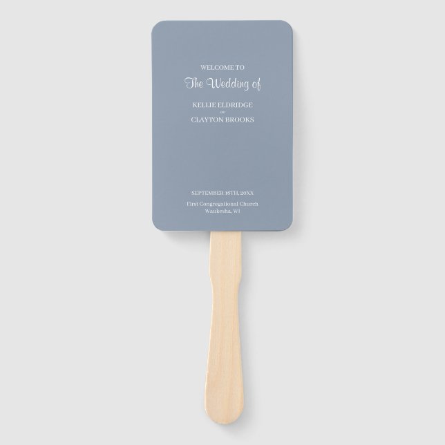 Abanico Ventilador de mano del programa Blue Simple Weddin (Anverso)