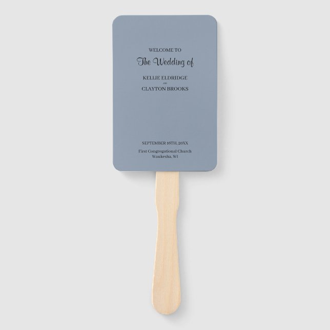Abanico Ventilador de mano del programa Blue Simple Weddin (Anverso)