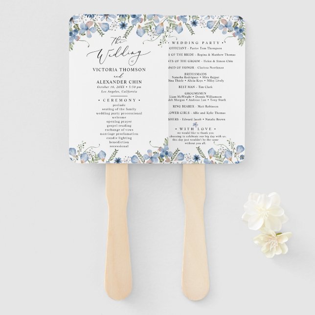 Abanico Ventilador de mano del programa Boho Moda Greenery (Anverso y reverso)