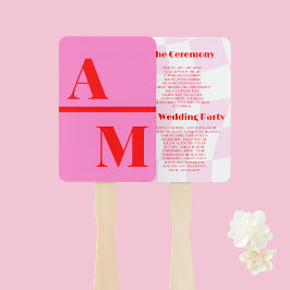 Abanico Ventilador de mano del programa de boda roja rosad