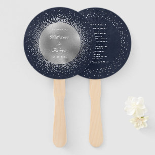 Abanico Ventilador de mano del programa de bodas celestes 