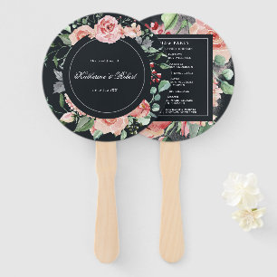 Abanico Ventilador de mano del programa de bodas florales