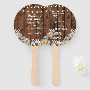 Abanico Ventilador de mano del programa de bodas rusticas 