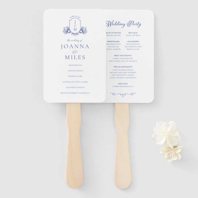 Abanico Ventilador de mano del programa de monograma de la (Anverso y reverso)