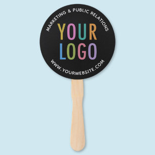 Abanico Ventilador de mano negra con Personalizado de logo