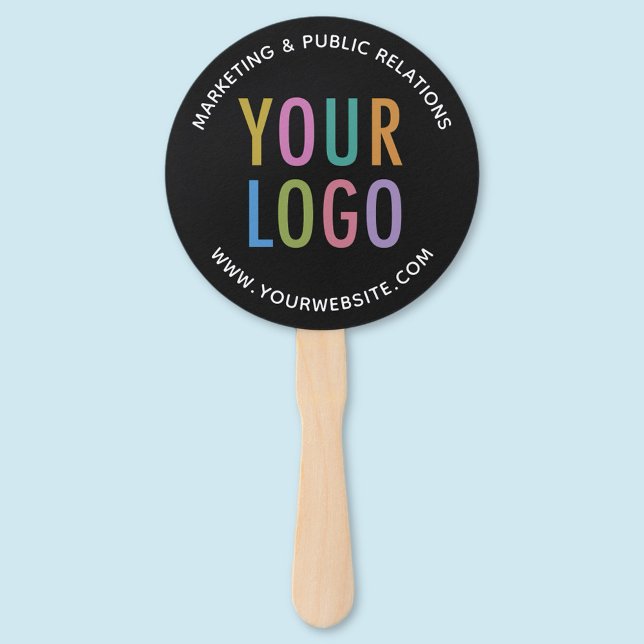 Abanico Ventilador de mano negra con Personalizado de logo (MISOOK Black Handheld Fan on a Stick with Logo)